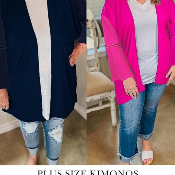 Kimonos for Women Bell Sleeve Loose Kimono Cardigan Casual Open - Picture 3 of 6